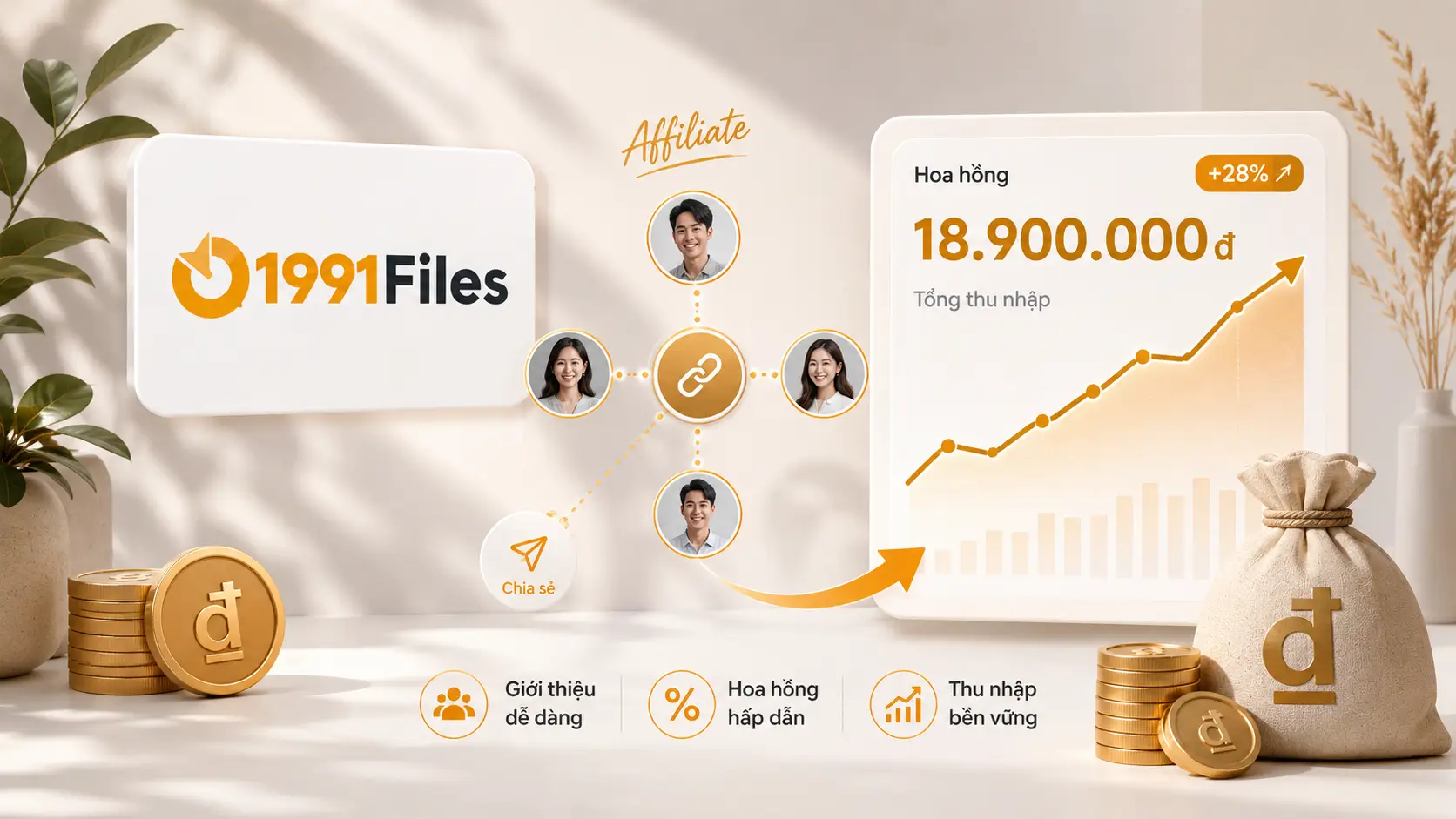 Bán thiết kế và làm Affiliate, kiếm tiền với 1991files